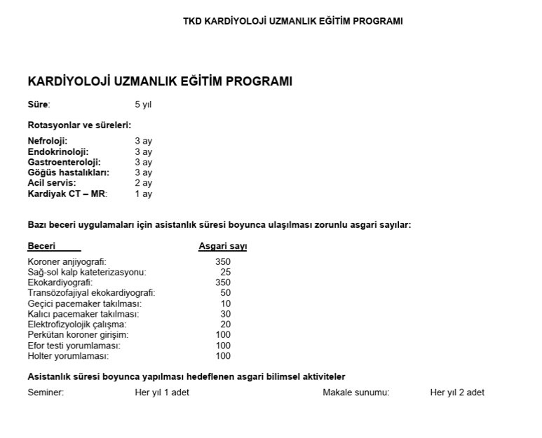 TKD Uzmanlık Eğitim programı